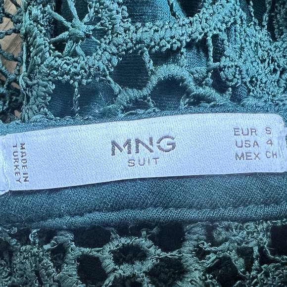MNG mango Green Lace Shift Dress Open Back S 4 Midi - Picture 7 of 8